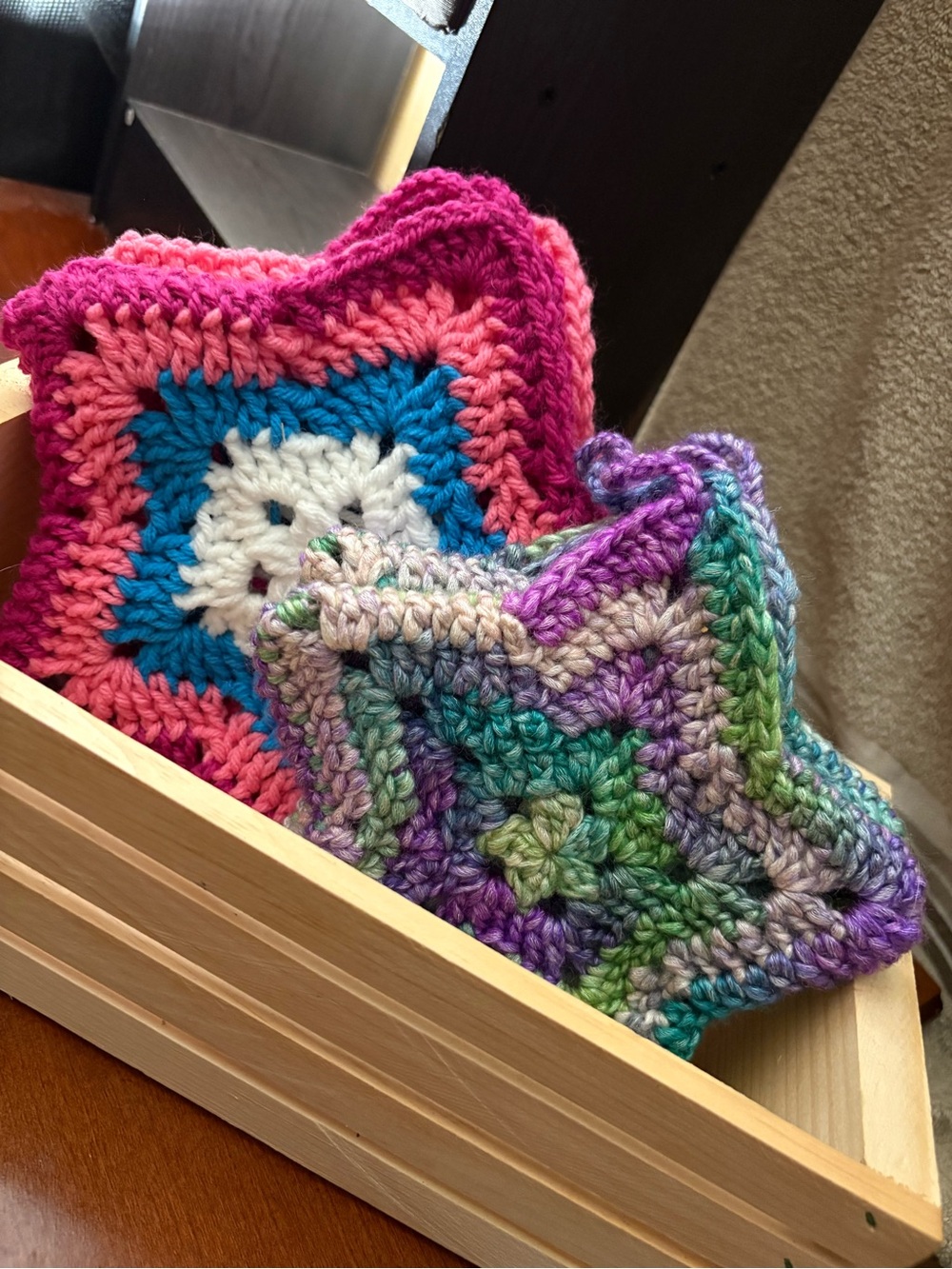 Handmade Multicolor Crochet Star Bags